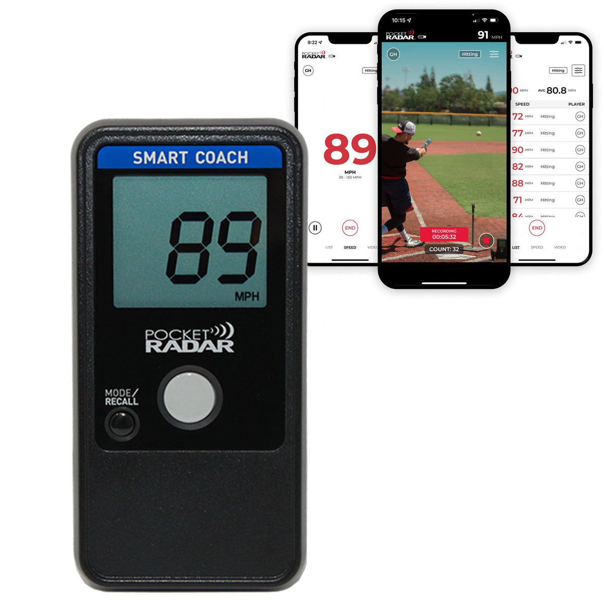 Pocket Radar Pitching Trainers – Pocket Radar Smart Coach with Sports App (iOS/Android) - Baseball Radar Gun